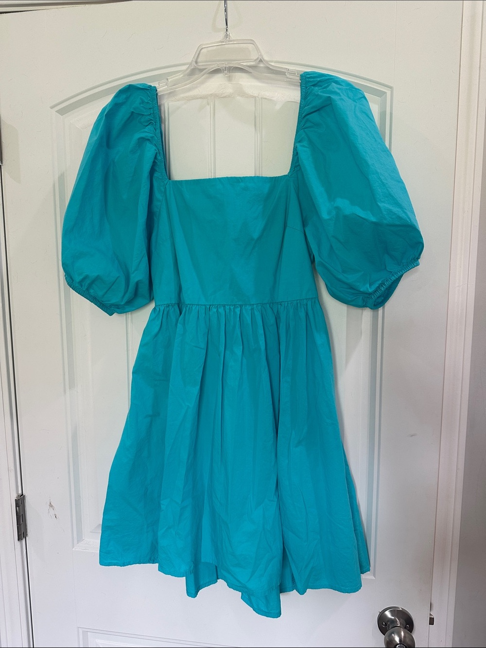 a new day Teal Puff-Sleeve Square-Neck Mini Dress